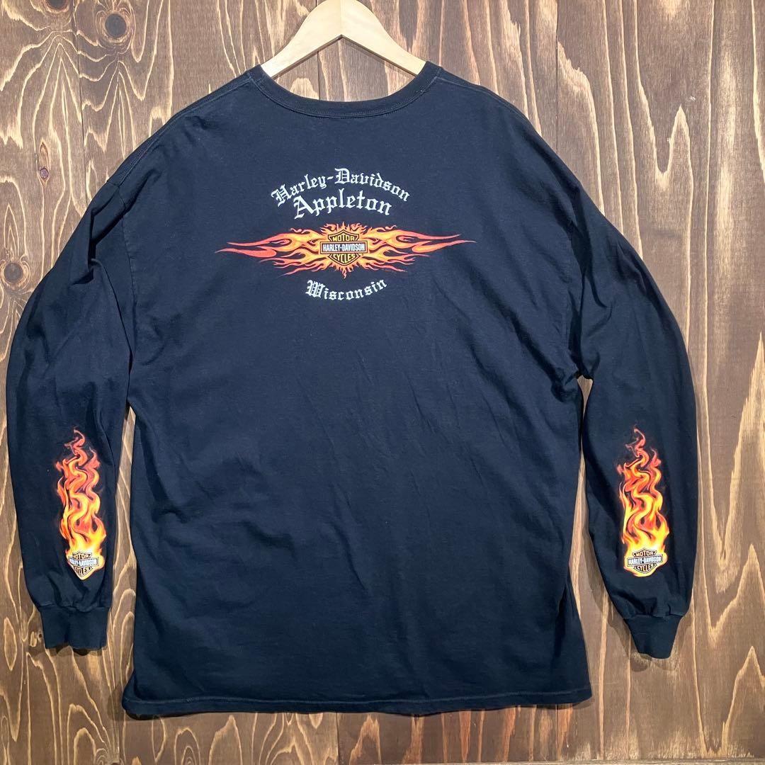 USA製 ハーレーダビッドソン ロンt 長袖 両面プリント 袖プリ XL