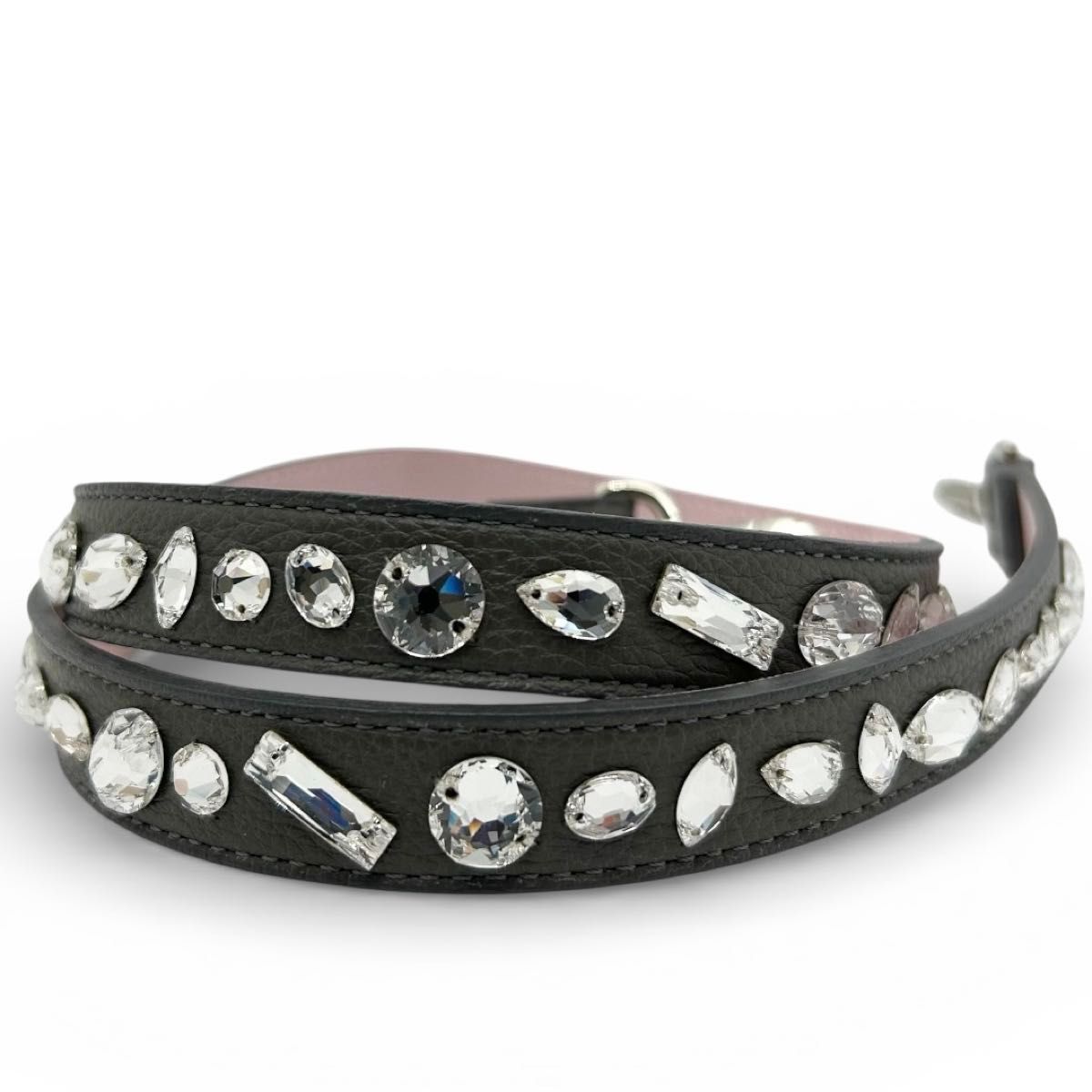 未使用級 A D M J ショルダーストラップ クリスタル ビジュー レザー