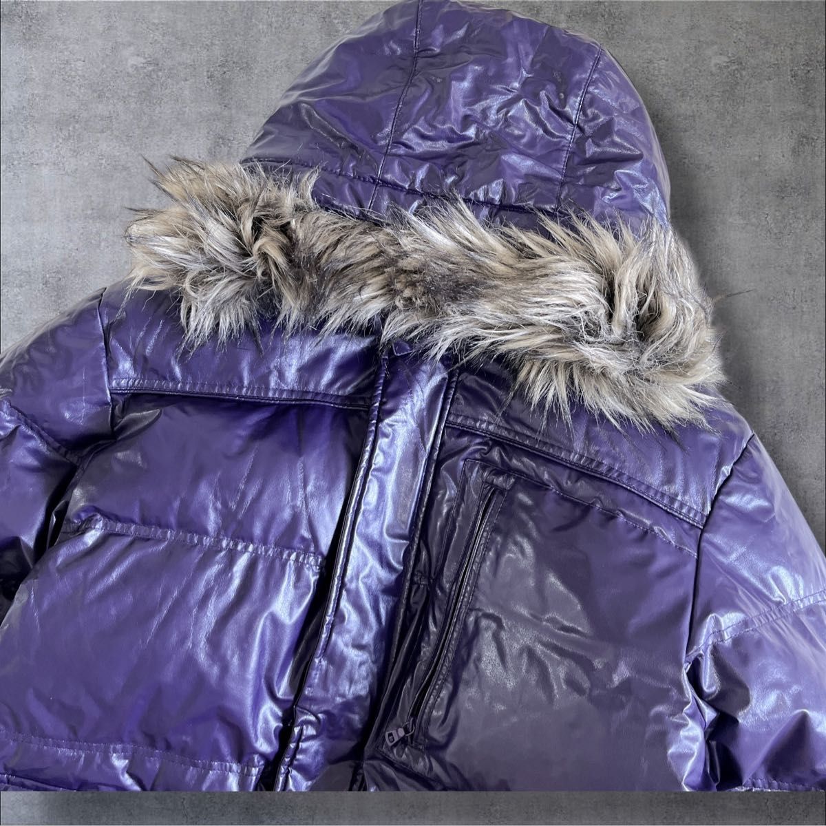 00s【old uniqlo】down jacket y2k 光沢 肉厚 フード UNIQLO パープル