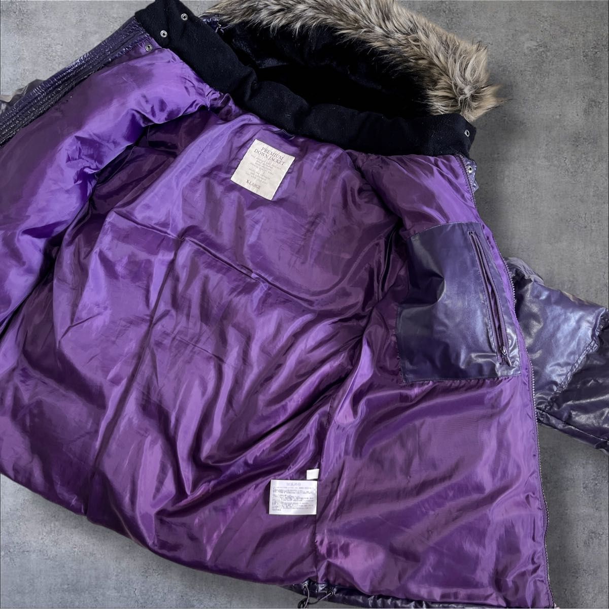 00s【old uniqlo】down jacket y2k 光沢 肉厚 フード UNIQLO パープル