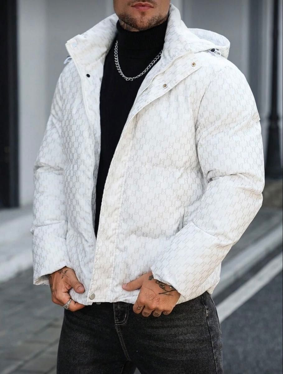 イケイケ ダウンジャケット やりら着用 ホワイト オラオラ やりらふぃ