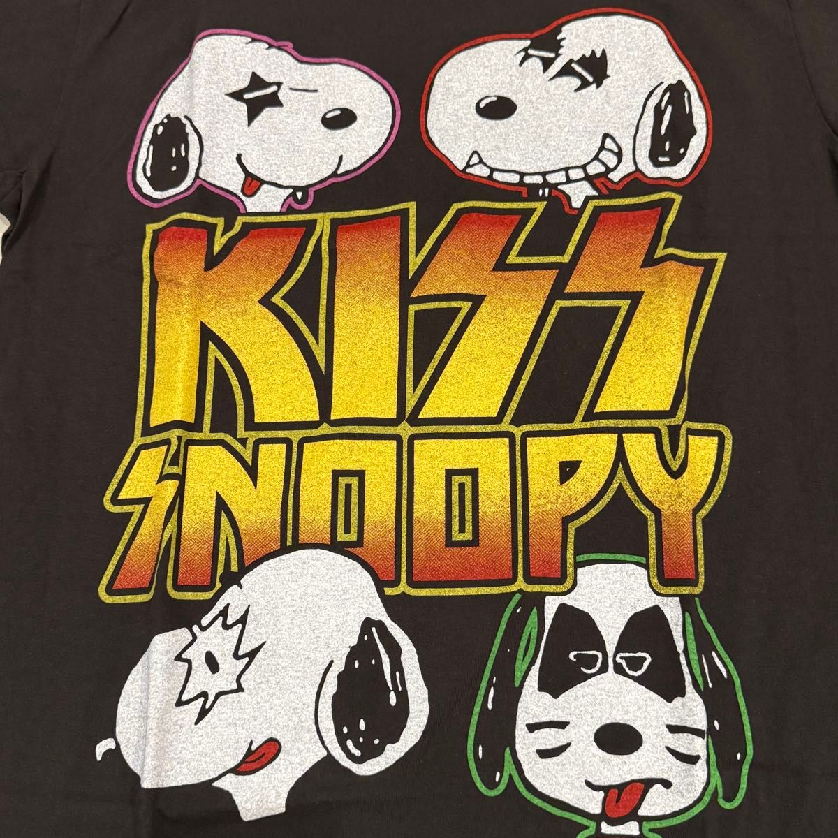 1日まで爆安3350円 サイズXL Hanes製 KISS×スヌーピー パロディTシャツ