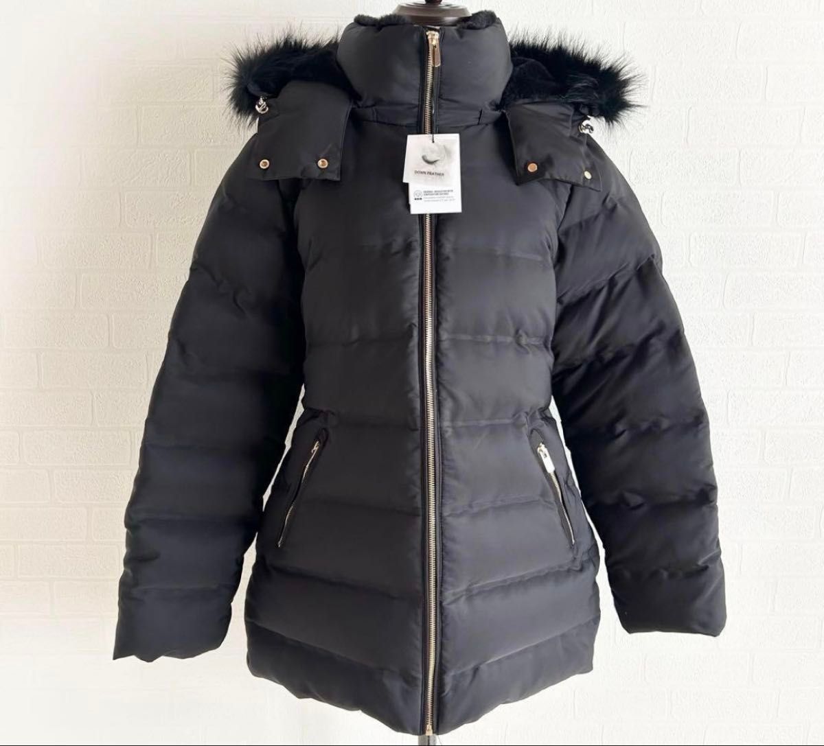 新品 未使用 ZARA ザラ セミロング丈フード付きダウンジャケット XL