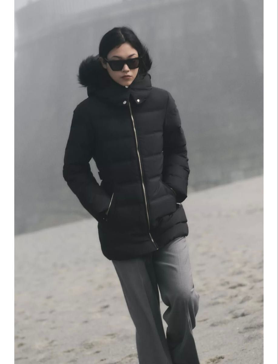 新品 未使用 ZARA ザラ セミロング丈フード付きダウンジャケット XL