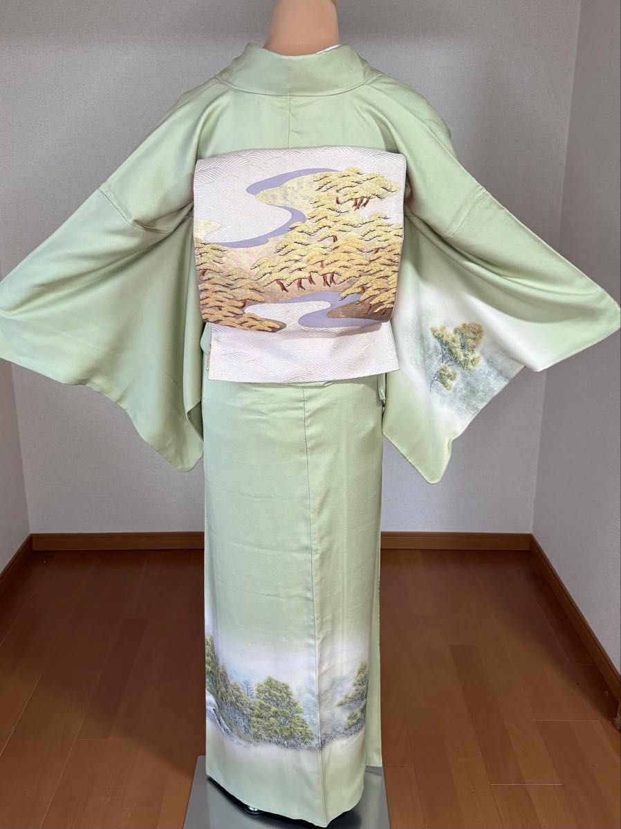 訪問着4点フルセット、着物、袋帯、帯締め、帯揚げ ゆき丈69 訪問着 4