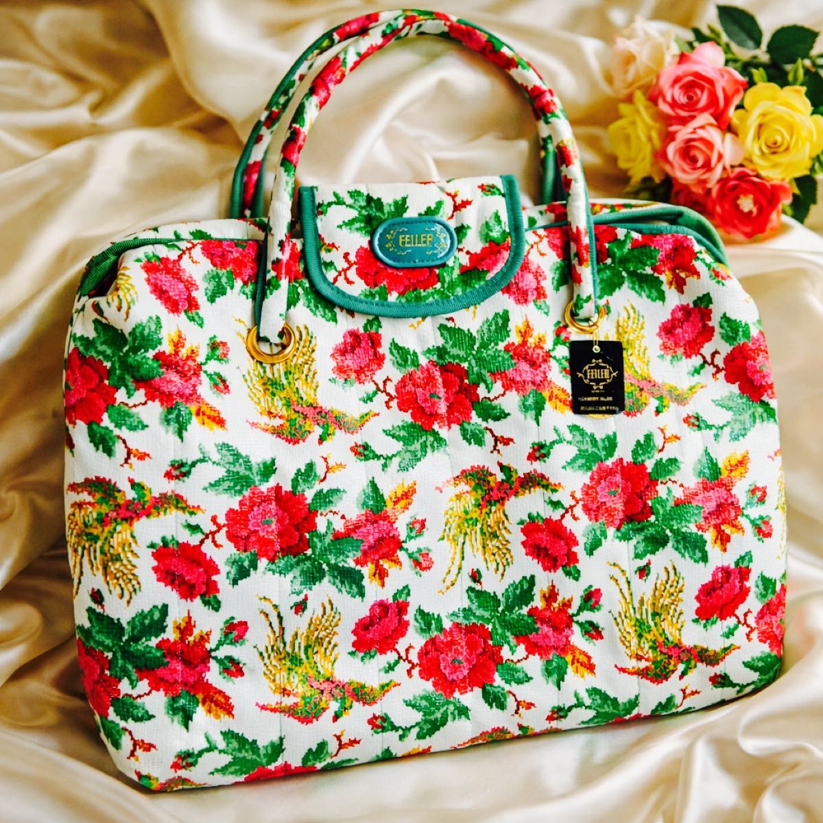 新品 フェイラー FEILER トートバッグ 花柄 手提げ ハンドバッグ タグ