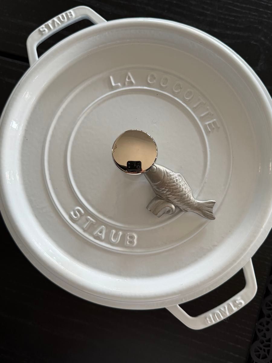 STAUB 26cm ホワイト シャロー 訳あり STAUB 26cm ホワイト シャロー