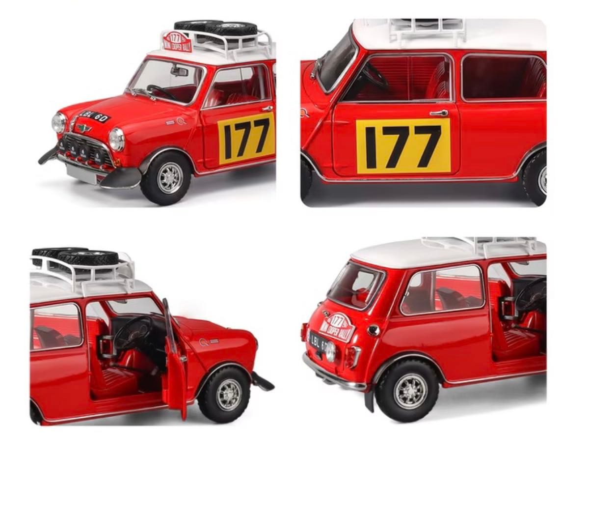 ミニクーパー モンテカルロ ラリーカー 1967 177号車 1/18 ミニカー 赤