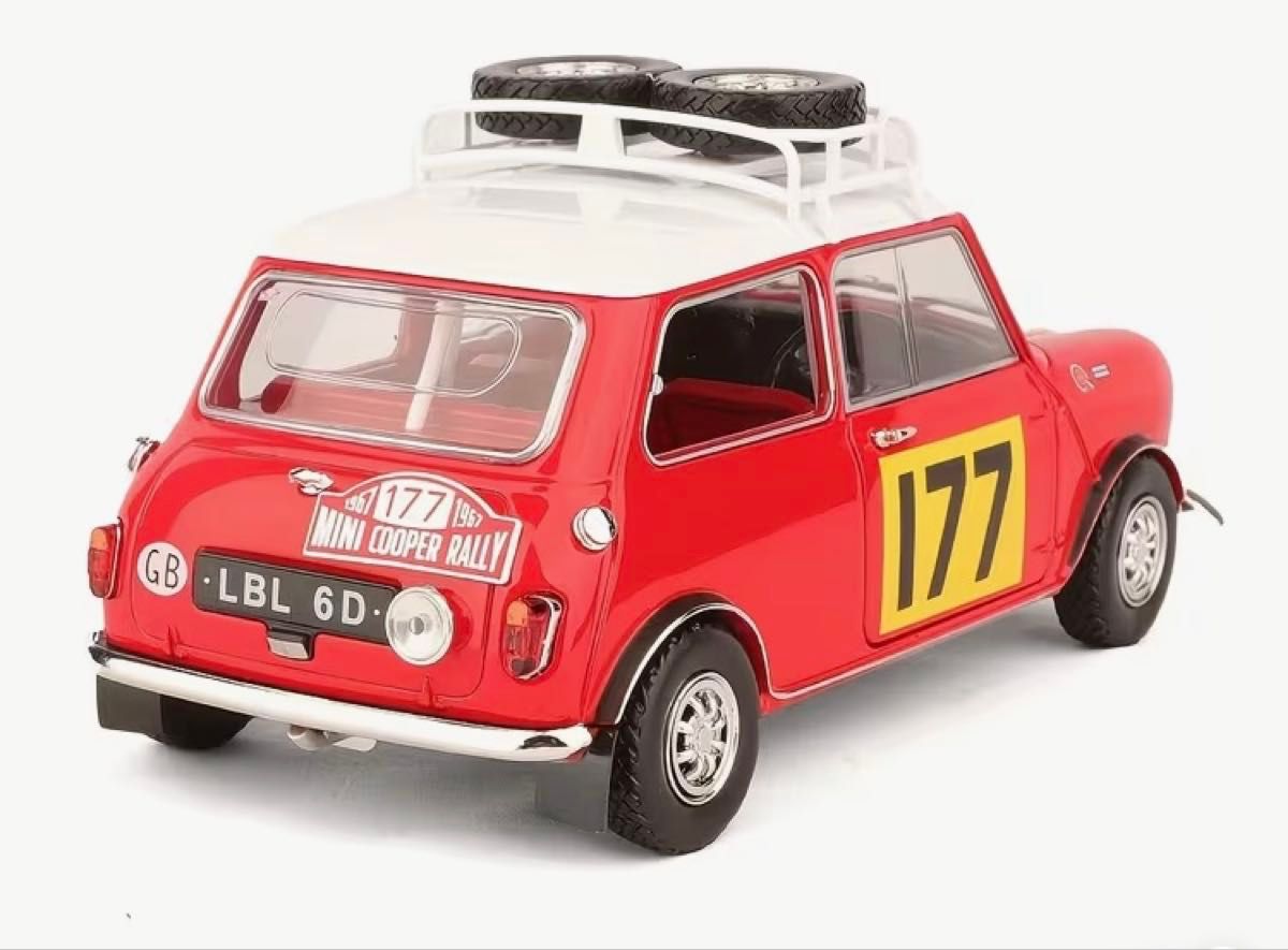 ミニクーパー モンテカルロ ラリーカー 1967 177号車 1/18 ミニカー 赤