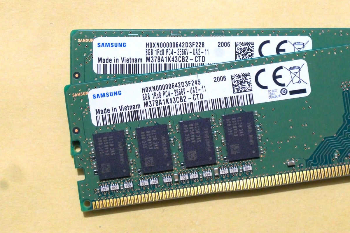 SAMSUNG DDR4-2666 8GB 2本 16GBセット 正常動作品｜Yahoo!フリマ（旧