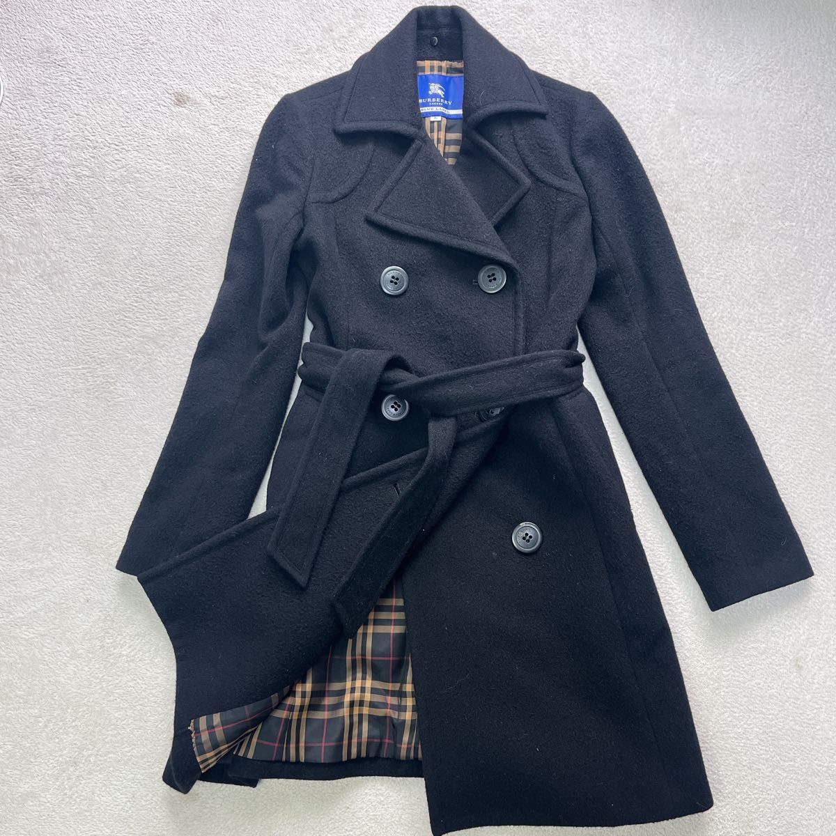 美品 バーバリーロンドン コート ベルト ブラック ノバチェック