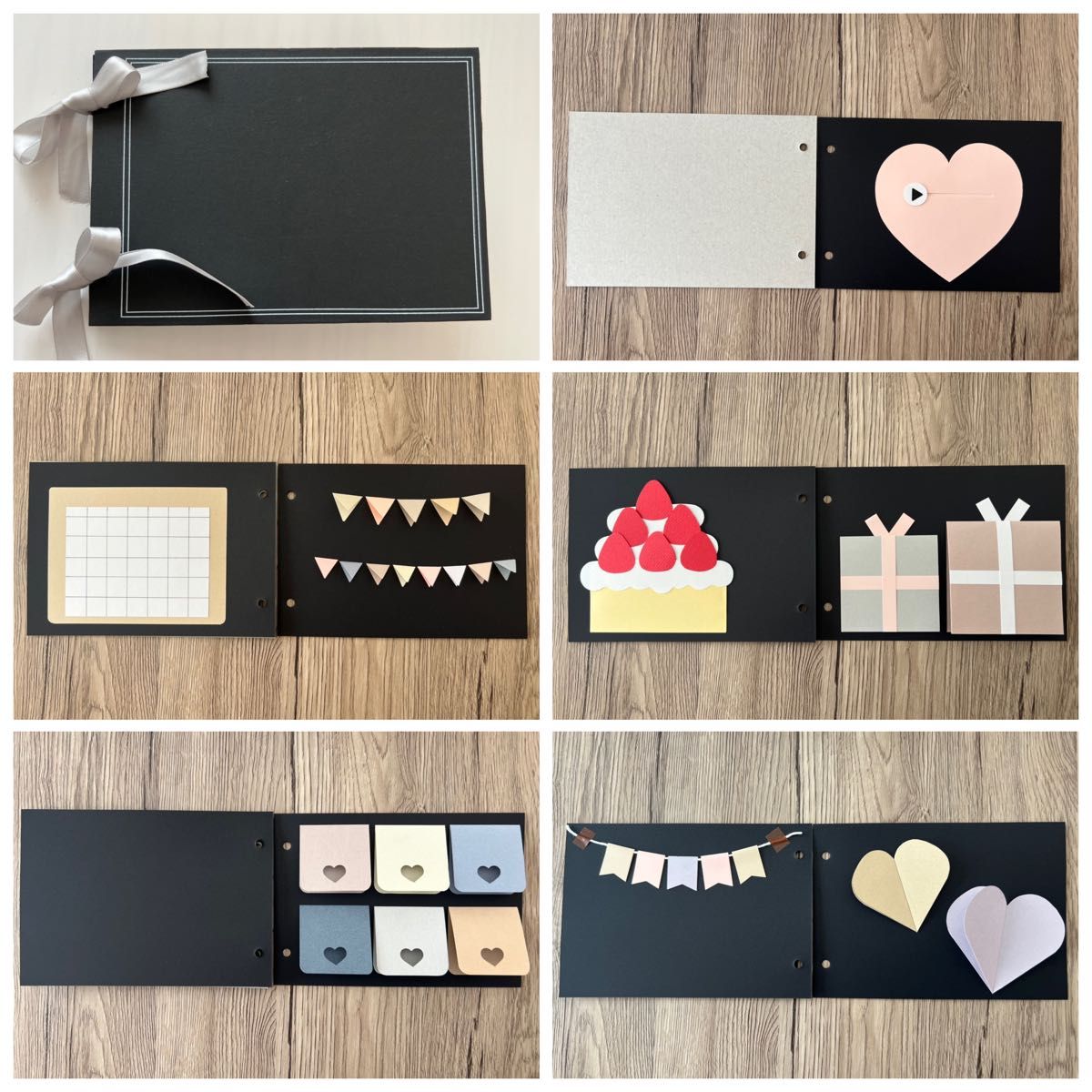 手作りアルバム 仕掛けパーツ 仕掛けアルバム完成品 誕生日【くすみ