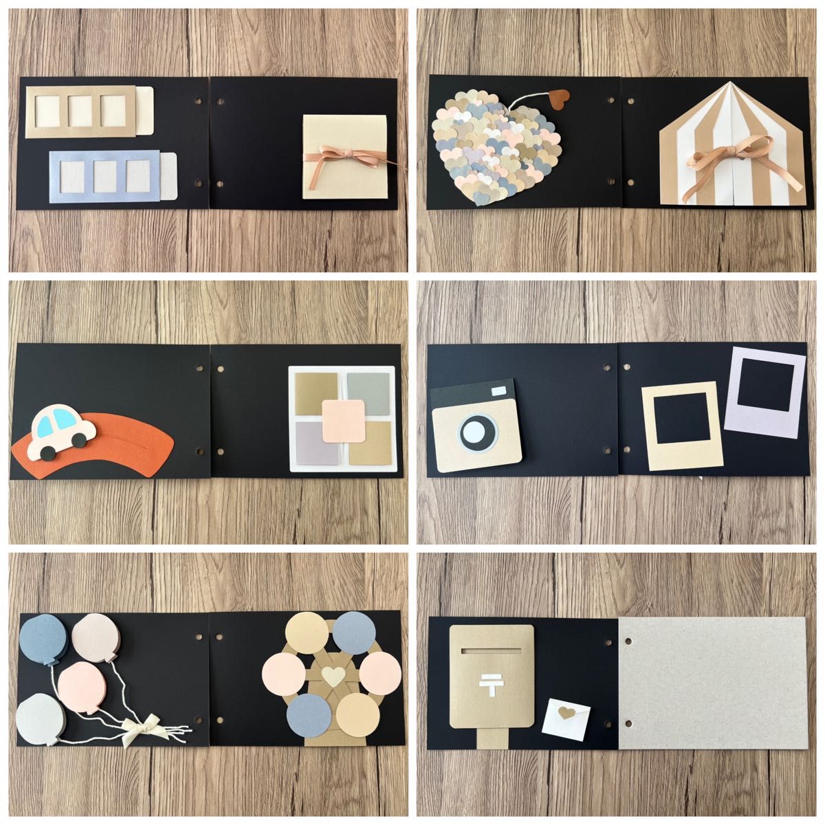 手作りアルバム 仕掛けパーツ 仕掛けアルバム完成品 誕生日【くすみ