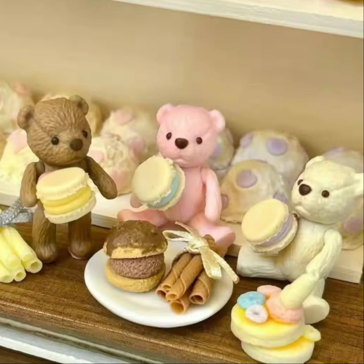 ミニチュア 可動式 テディベア ブラウン リーメント テディがお手伝い