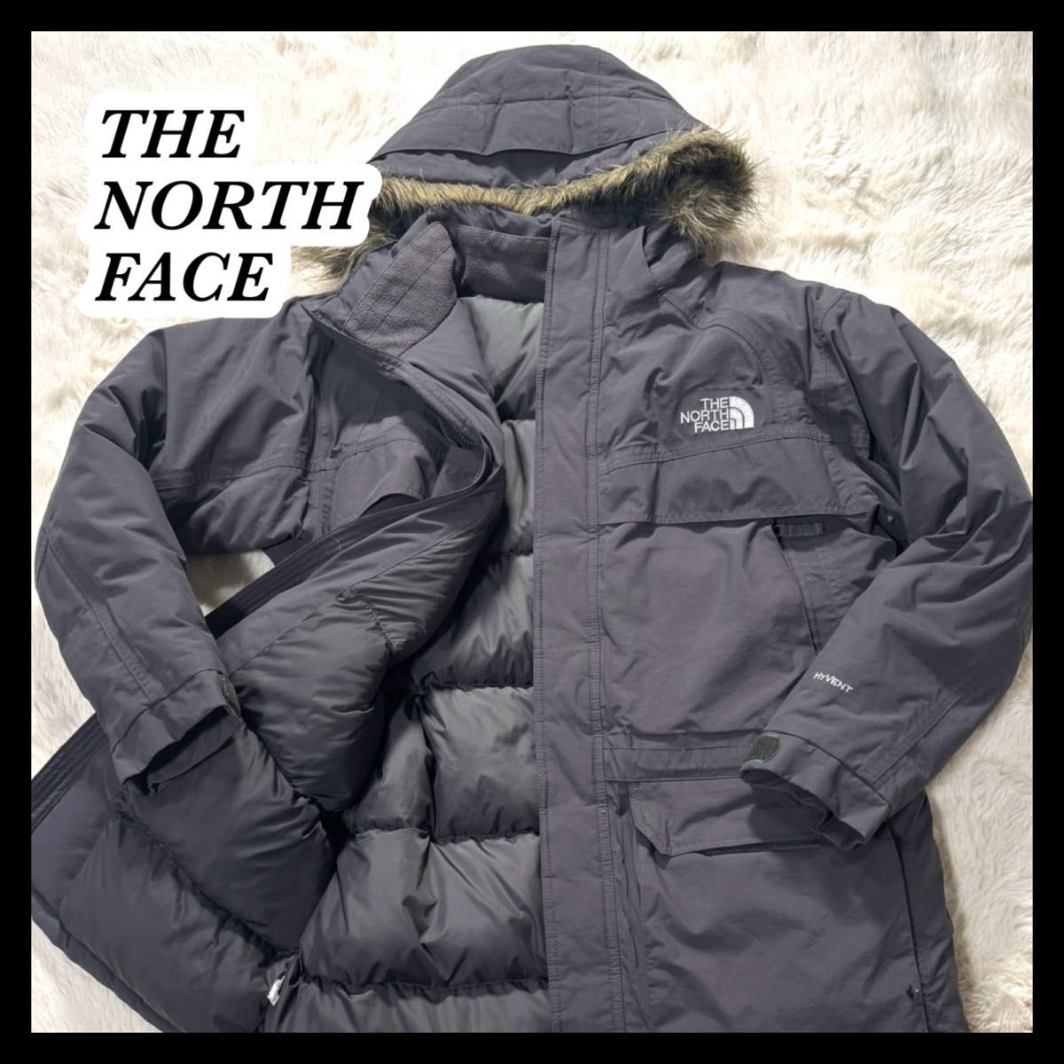 THE NORTH FACE】ファー付きダウンジャケット ダークグレー 韓国