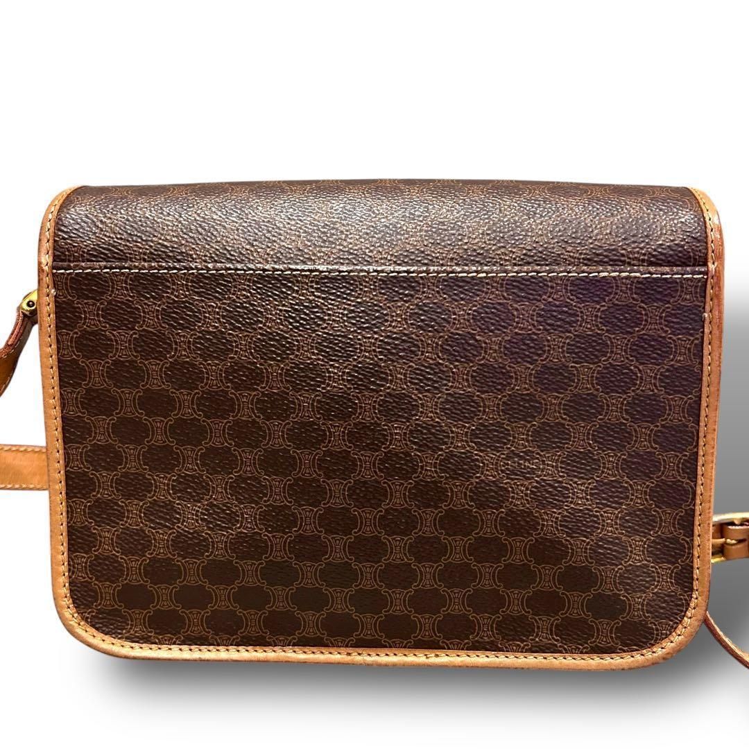 美品 CELINE セリーヌ マカダム柄 ショルダーバッグ サークル金具 斜め