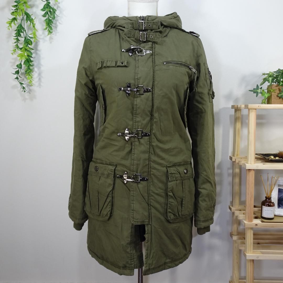 y2k VINTAGE 平成 モッズコート ミリタリー アウター フード カーキ