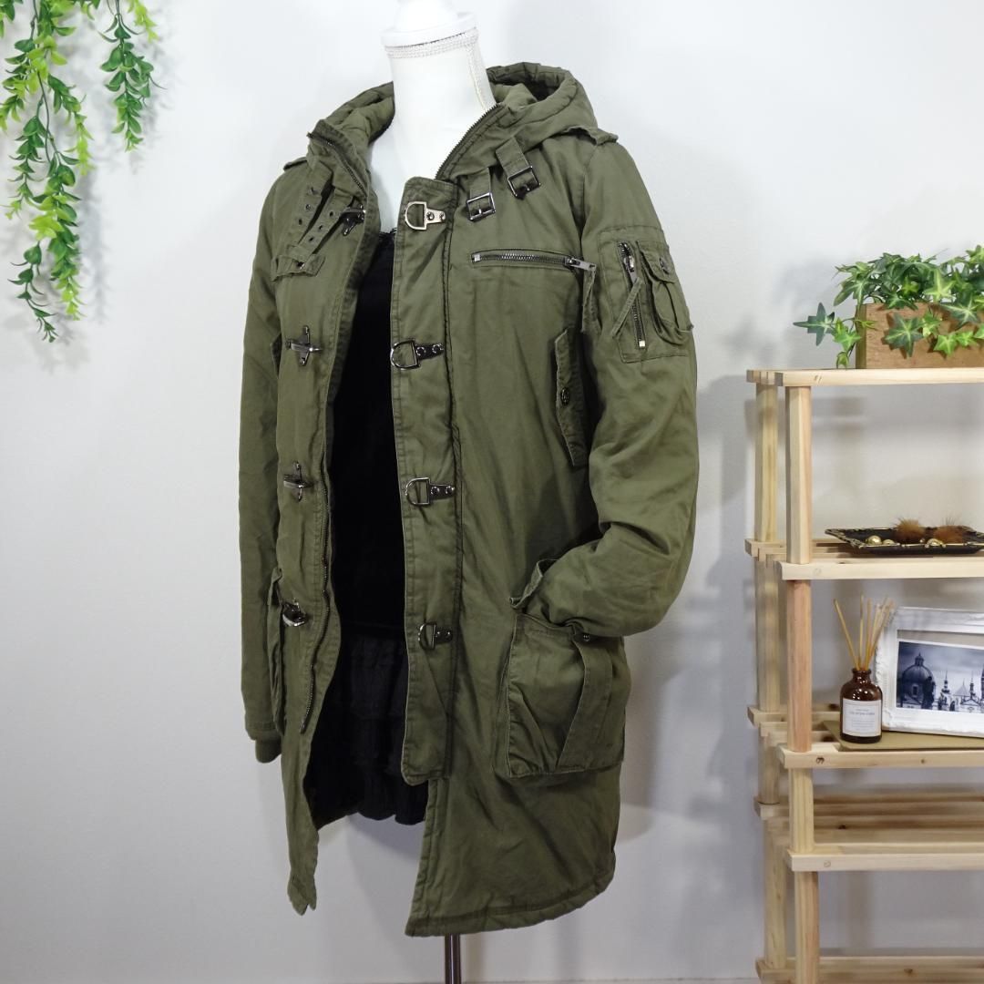 y2k VINTAGE 平成 モッズコート ミリタリー アウター フード カーキ