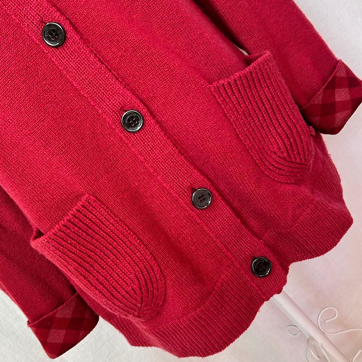 美品 バーバリー ロンドン カーディガン ニット 赤 カシミヤ アウター