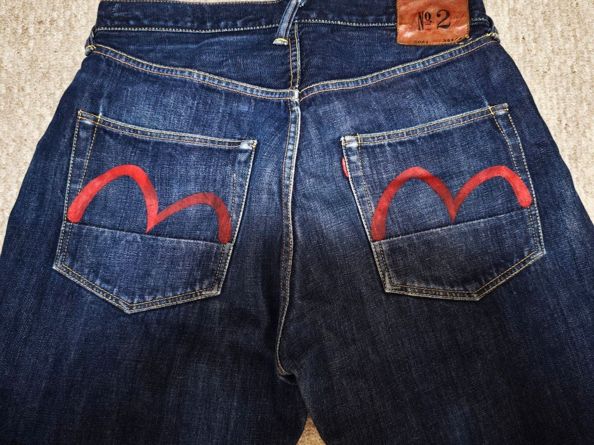 エビス ジーンズ No 2 2001 赤カモメ 35インチ エヴィス EVISU デニム