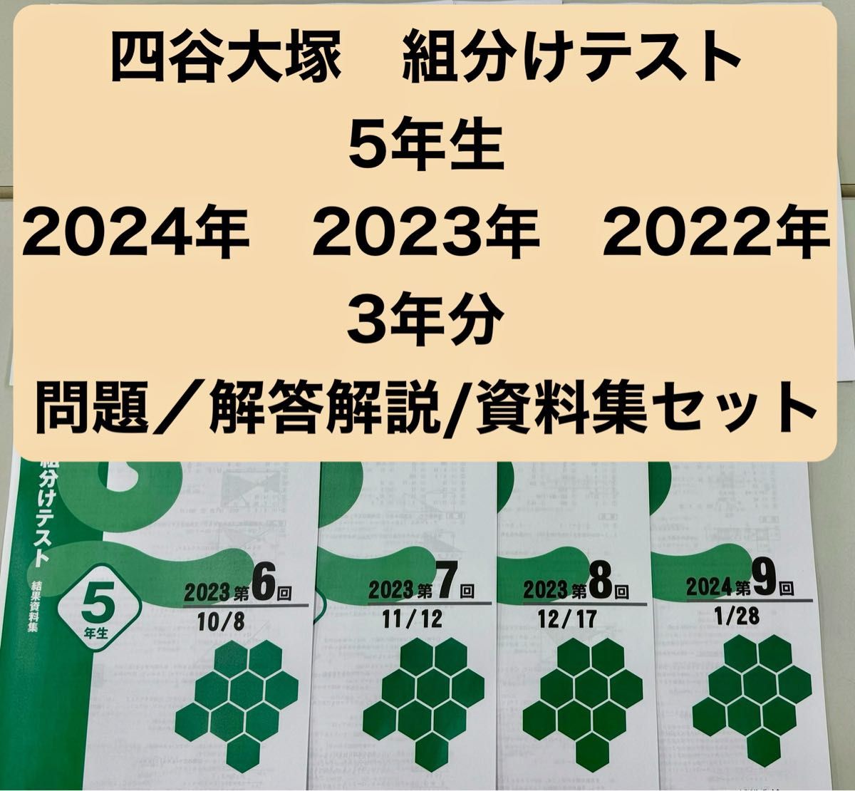 四谷大塚 組分けテスト 5年生 3年分 過去問・解答資料集 早稲アカ 2024