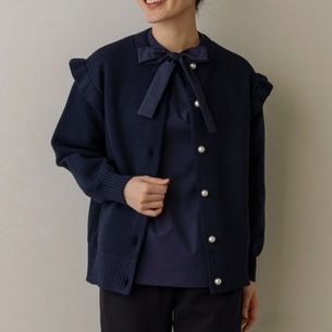 Sono 2025SS パイソンニッティングカーディガン F ネイビー｜Yahoo