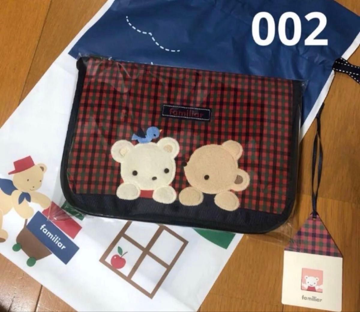 新品 002 ファミリア 母子手帳ケース 赤チェック ポーチ｜Yahoo!フリマ
