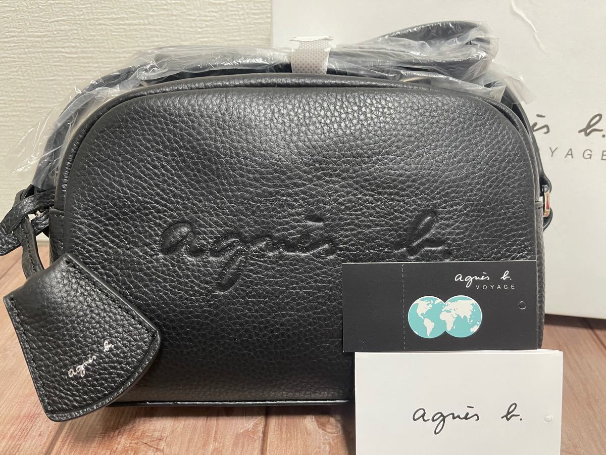 新品未使用 アニエスベー エンボスロゴ レザーショルダーバッグ