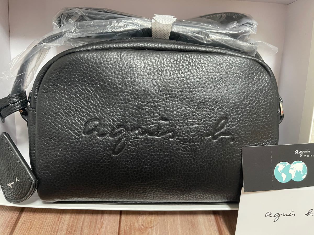 新品未使用 アニエスベー エンボスロゴ レザーショルダーバッグ