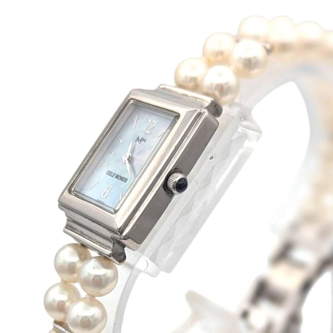稼働品 美品ソーラー時計 ミキモト パールブレスレット シェル文字盤