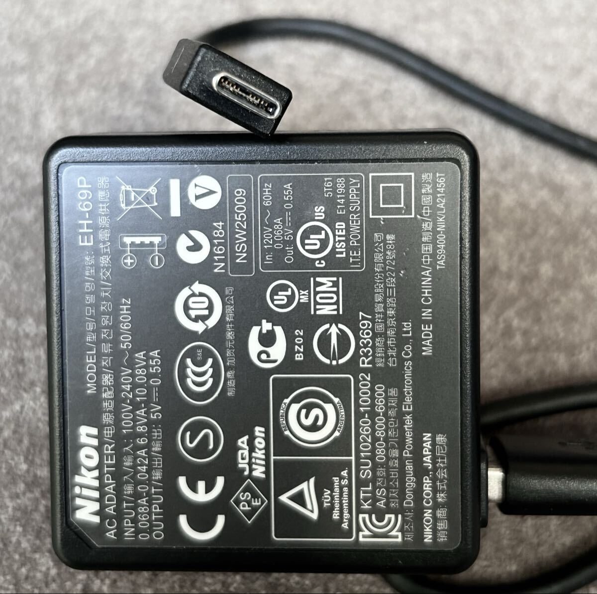 Nikon EH-69P］ニコン純正 本体充電ACアダプター EH-69P（USB 電源