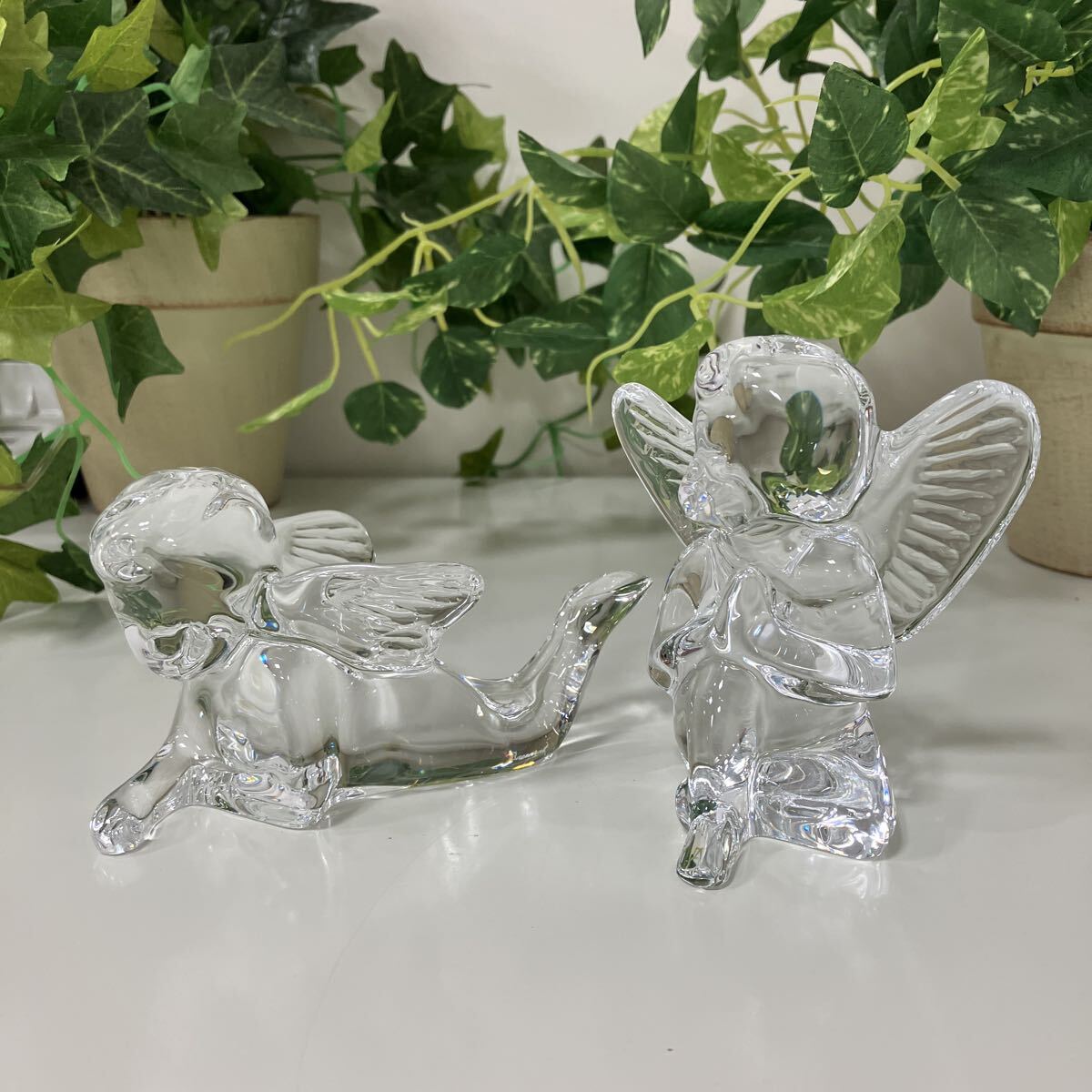 Baccarat バカラ 置物 オブジェ クリスタル 天使の祈り 寝そべる天使