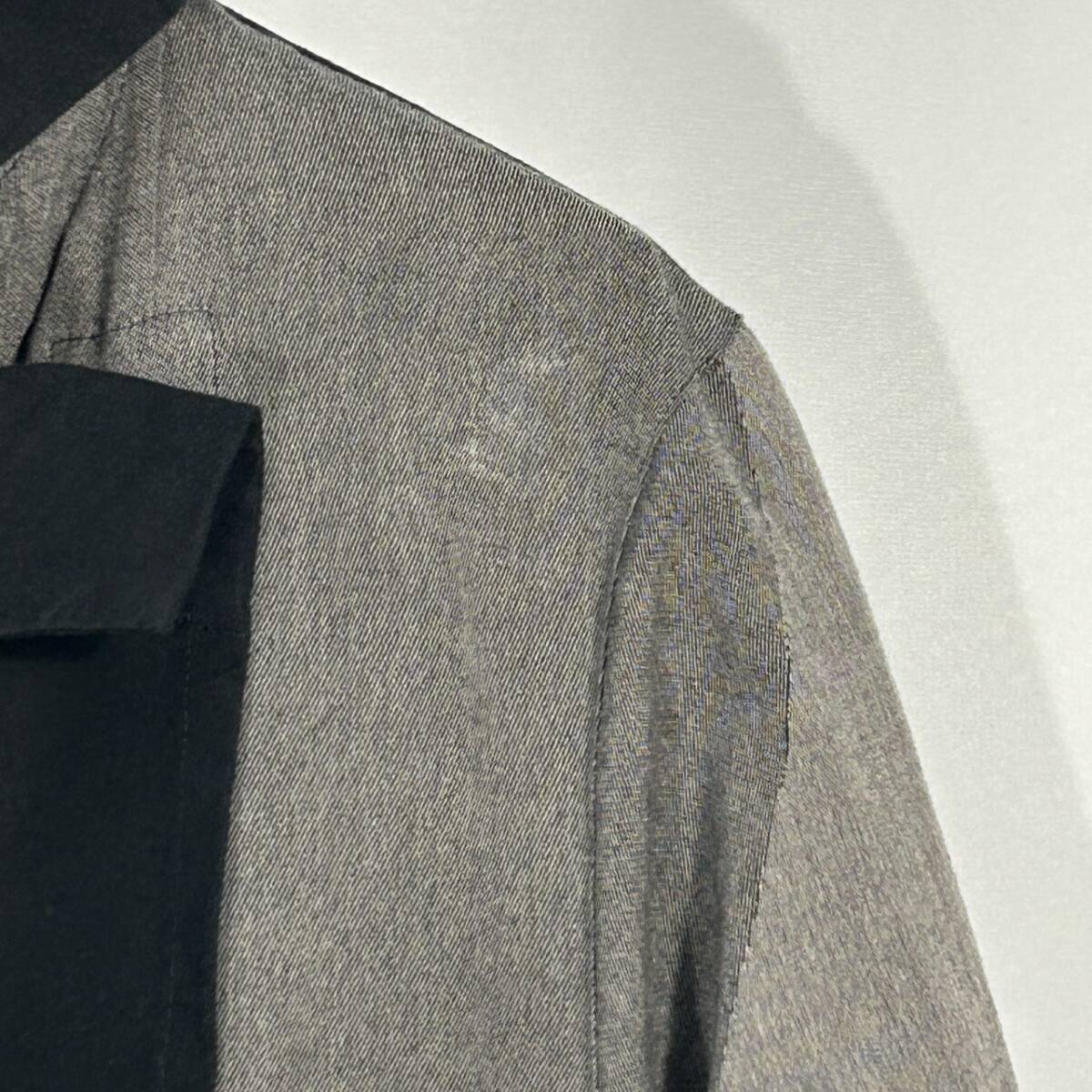 慈雨【40】ブラック系 シャツブラウス 長袖 ロング バイカラー