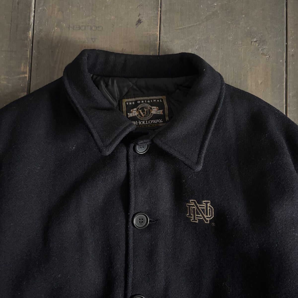90s Holloway all melton long varsity jacket black ホロウェイ