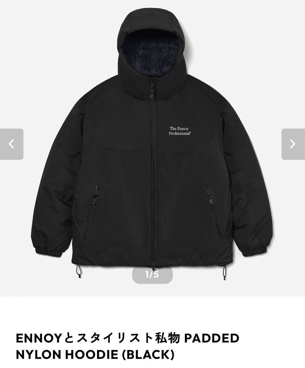 ENNOY Stylistshibutsu Padded Nylon Hoodie Black (26SS) エンノイ