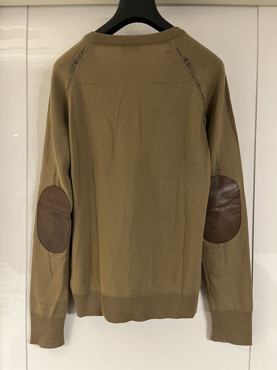 04AW ディオールオム レザーエルボーパッチクラッシュニット セリーヌ