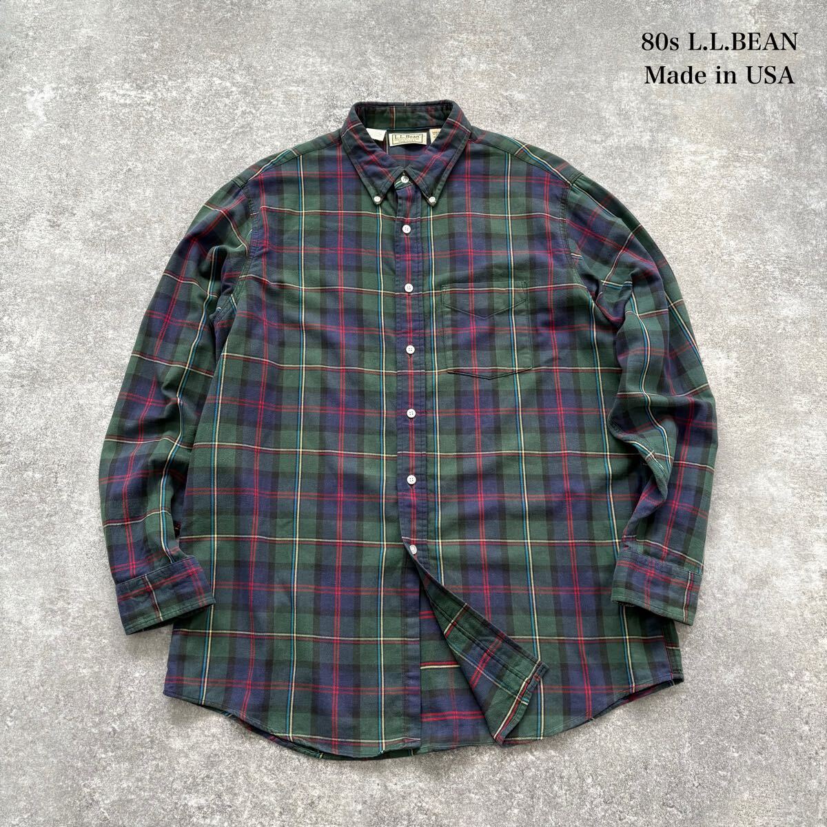 LL BEAN】80s エルエルビーン ネルシャツ 長袖シャツ USA製 フランネル
