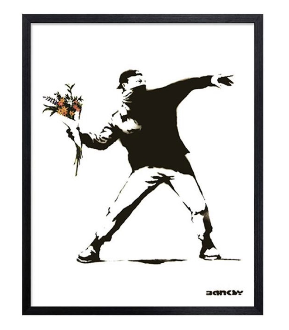 バンクシー Banksy 「モロトフMolotov」 高級アートポスター 額付き(黒