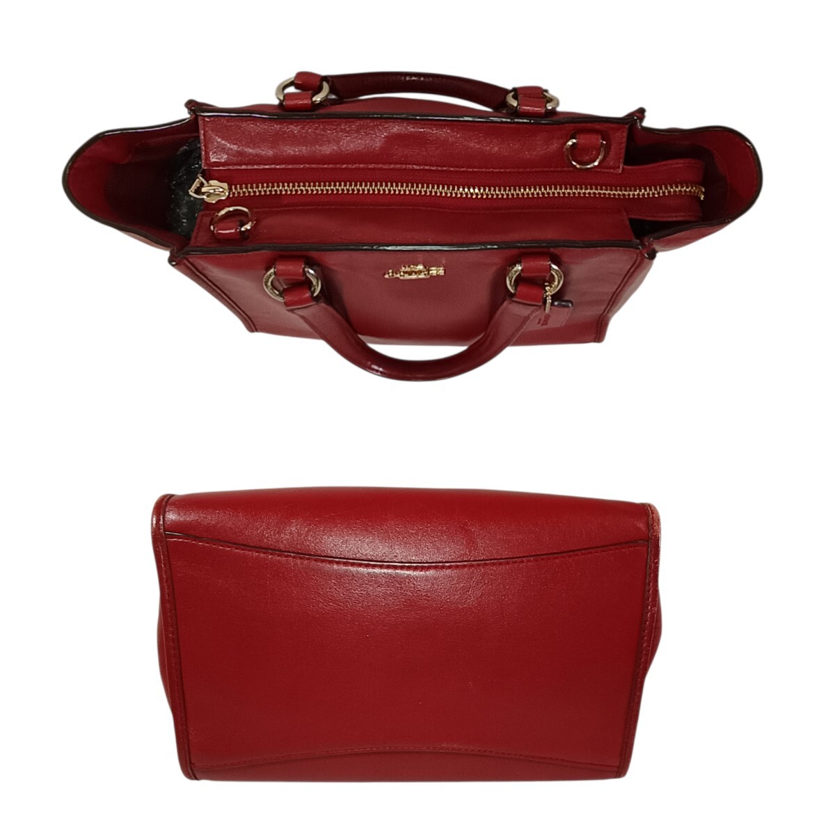正規品 コーチ COACH ハンドバッグ 2way ショルダー付き レザー 赤