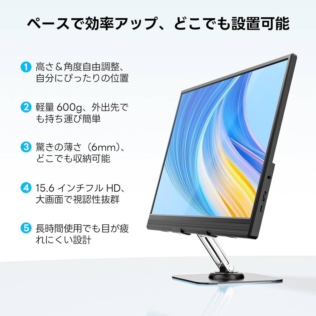 15.6インチ モバイルモニター 卓上スタンド付き モバイルディスプレイ