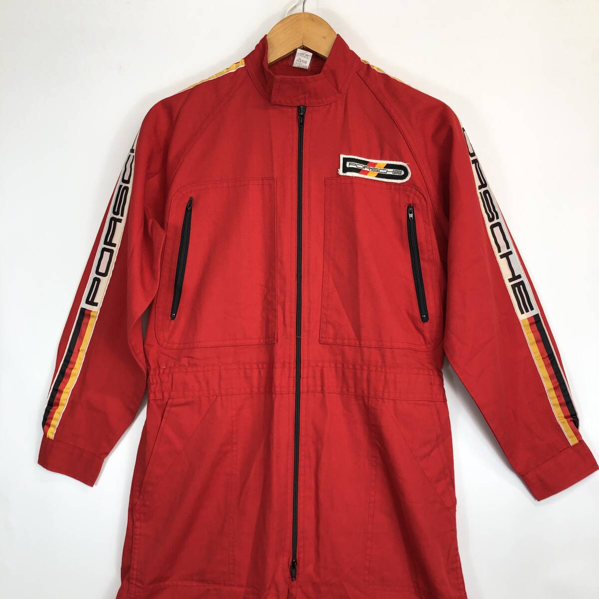 70s 80s 当時物 PORSHE ポルシェ メカニックスーツ つなぎ レッド M