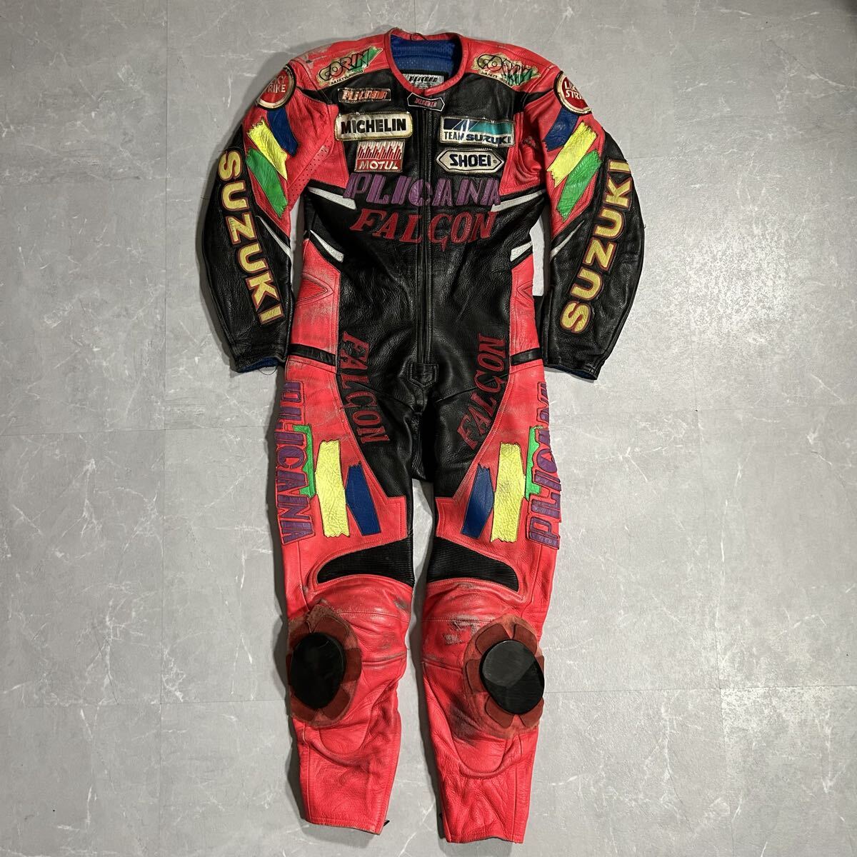 PLICANA 革ツナギ レーシングスーツ SUZUKI 走り屋 牛革 カウレザー