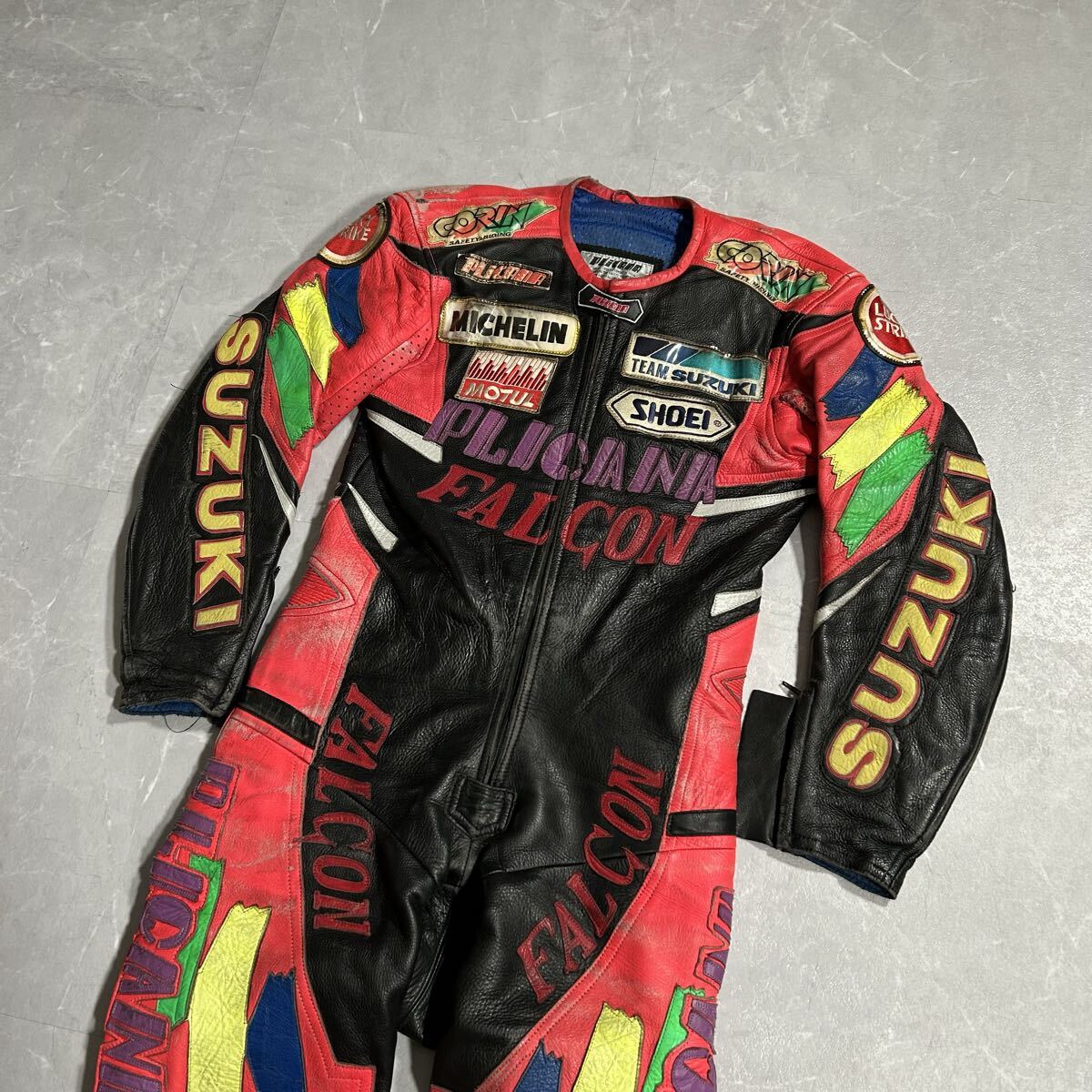 PLICANA 革ツナギ レーシングスーツ SUZUKI 走り屋 牛革 カウレザー