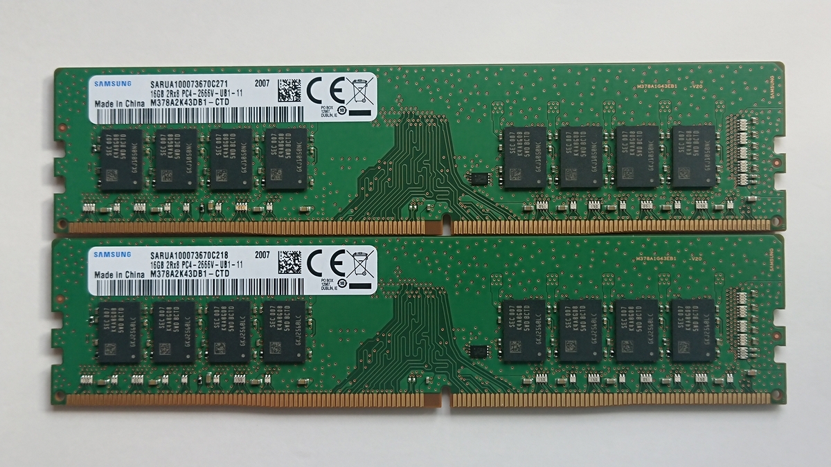Samsung DDR4 2666 16GB 2枚 32GB 動作確認済み｜Yahoo!フリマ（旧