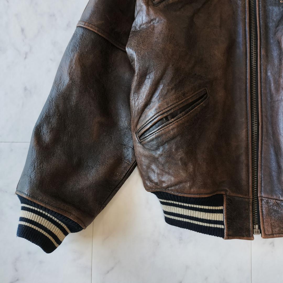 AVIREX オールレザー バーシティジャケット S レザースタジャン