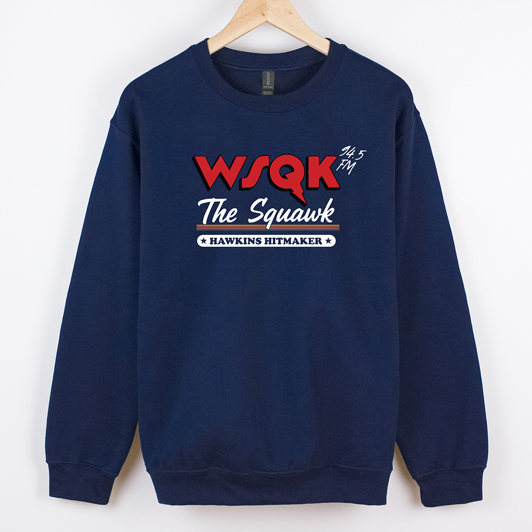 L WSQK ストレンジャーシングス FM ラジオ スウェット ロビン 紺