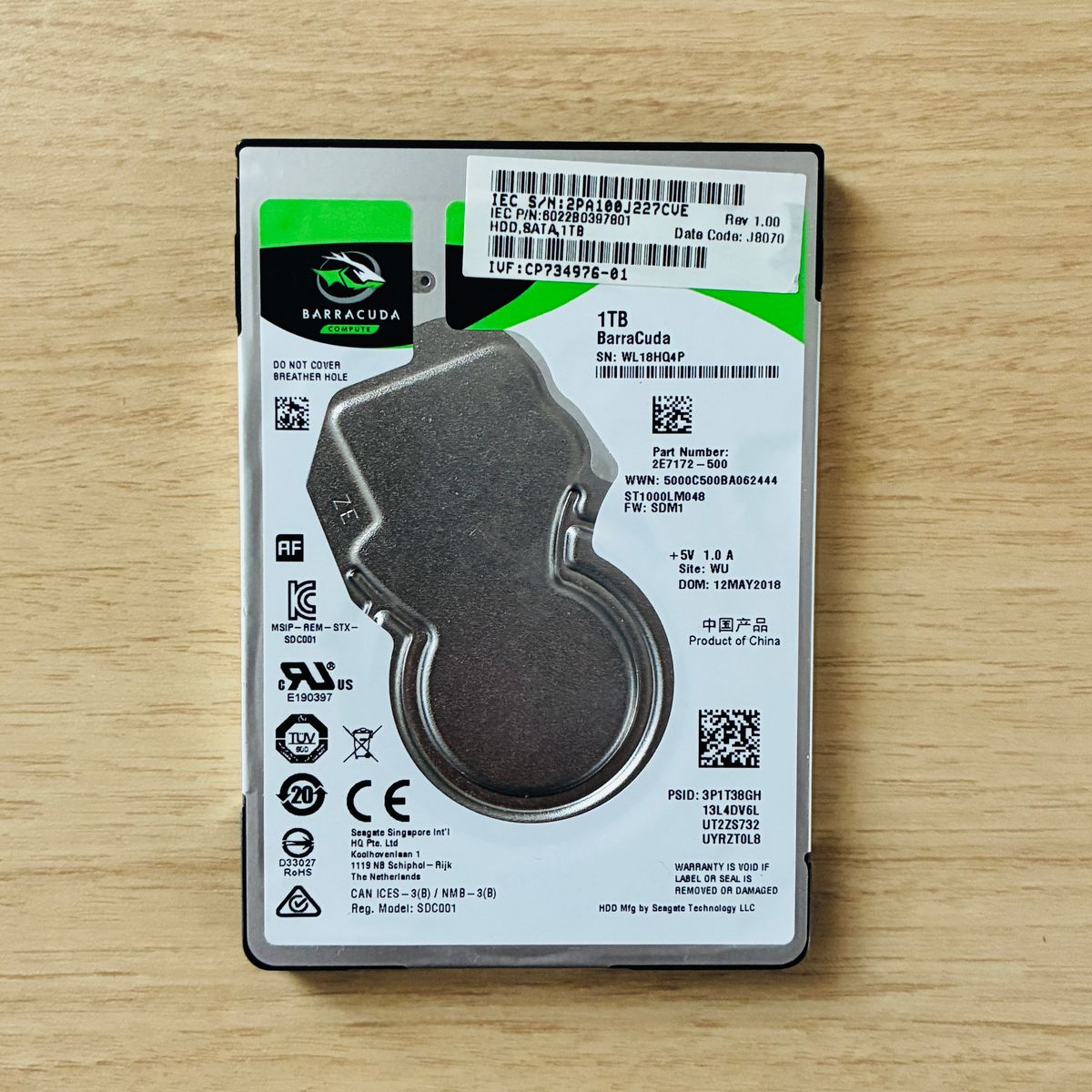 正常動作品】HDD 2 5インチ 1TB (1000GB) 使用4146時間 BARRACUDA 検査