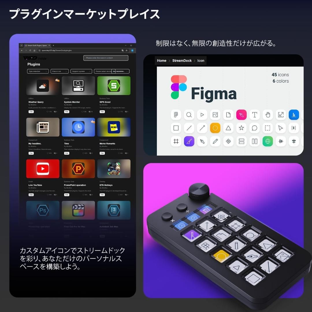 ストリームコントローラーデック ショートカットキーボード 左手