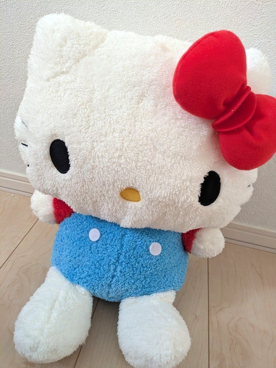 ハローキティ ぬいぐるみ サンリオ オーバーオール レトロ BIGリボン