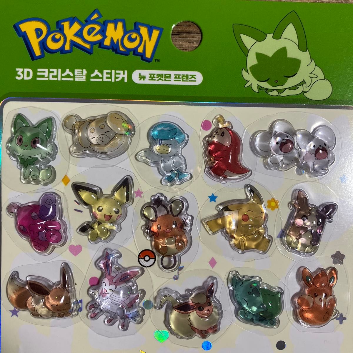 ポケモン 3Dクリスタルステッカー 韓国限定 ボンボンドロップシール風